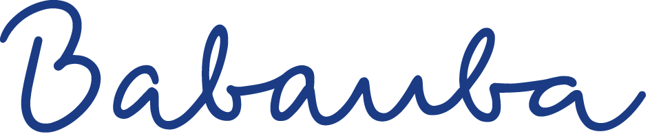 babauba logo font blue rgb